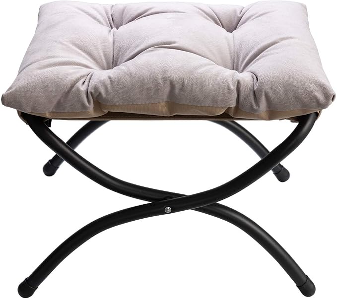HollyHOME 15" Folding Footrest Stool, Upholstered Small Foldable Ottoman - Image 9