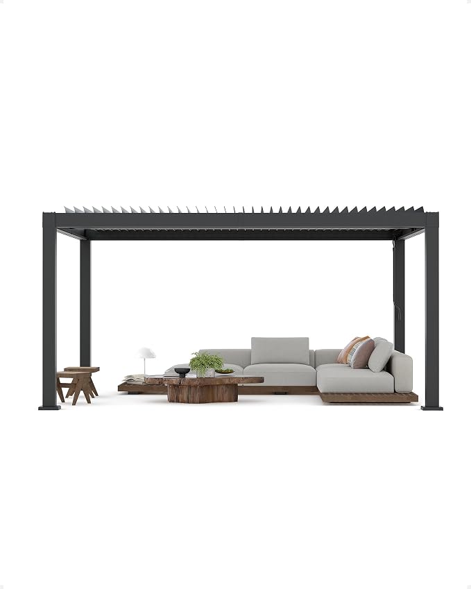 Garveelife All-Aluminum Louvered Pergola 12 ft x 16 ft, Outdoor Pergola - Image 2