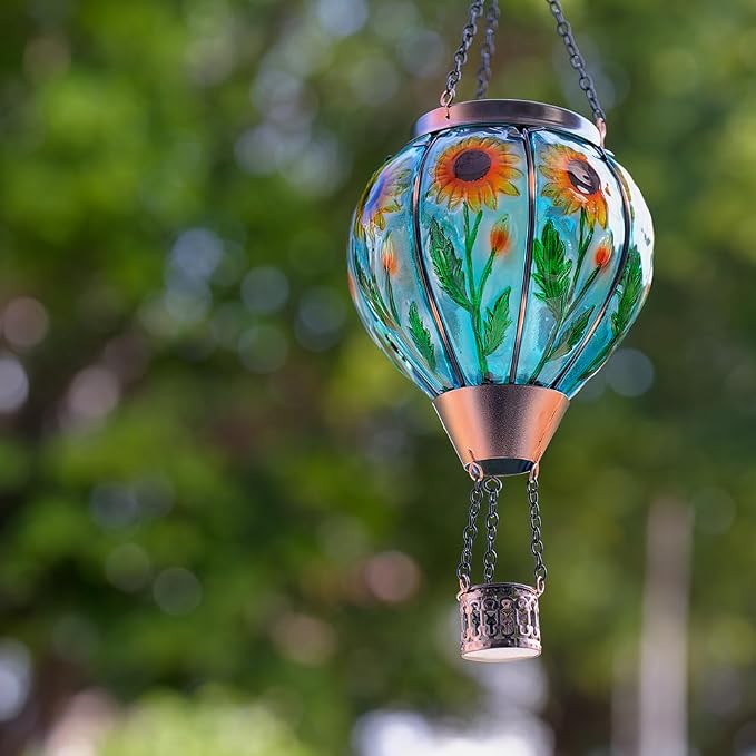 Starsoul Sunflower Hot Air Balloon Solar Lantern Glass Outdoor Hot Air Balloon - Image 9