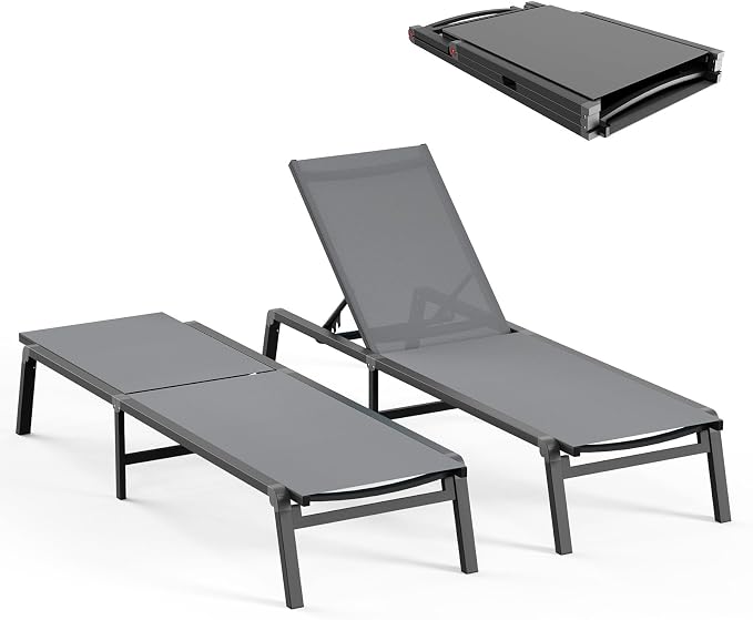 Ciokea Patio Chaise Lounge Chair, Foldable Lounge Chair by CIOKEA