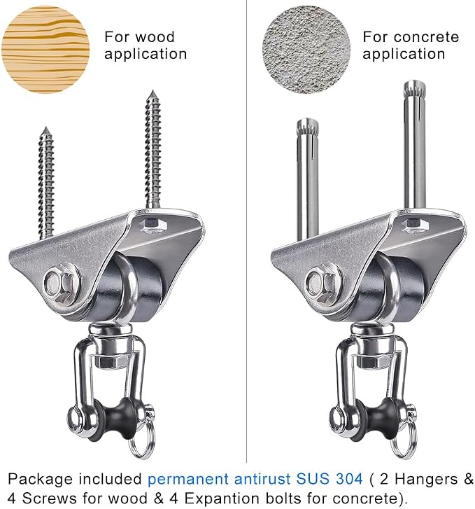 SELEWARE Anti-Squeaking Swing Hanger Stainless Steel Swing Set Hook Ceiling - Image 6