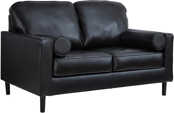 Signature Design by Ashley Bryceview Mid-Century Leather Match Tufted Loveseat by SignatureDesignbyAshley