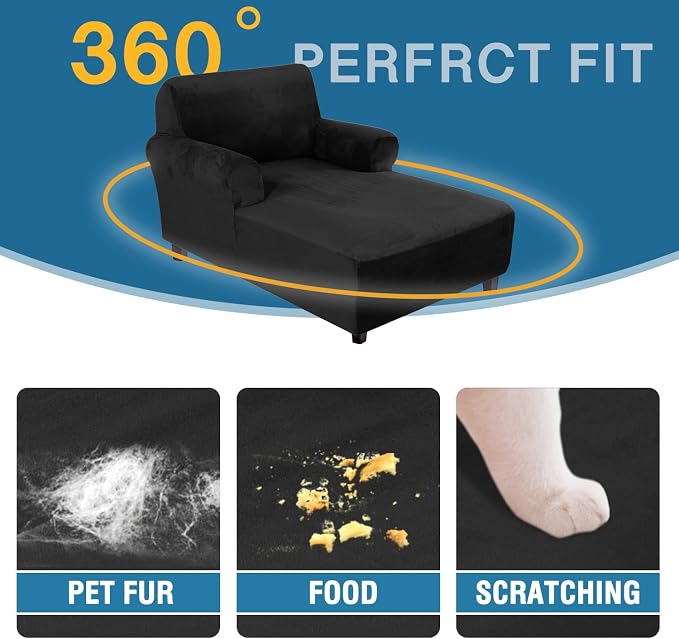 H.VERSAILTEX Velvet Chaise Lounge Cover High Stretch Chaise Chair Cover - Image 4