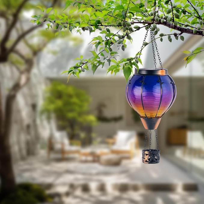 Starsoul Glass Solar Hot Air Balloon Flickering Flame Hanging Garden Light - Image 4