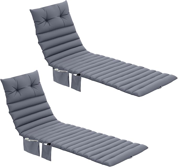 Kigley Outdoor Lounge Chair Cushions Set of 2, 72.8 x 24 x 2.3 Inch Patio by Kigley
