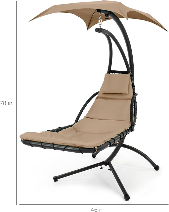 Best Choice Products Outdoor Hanging Curved Steel Chaise Lounge Chair Swing - Image 2