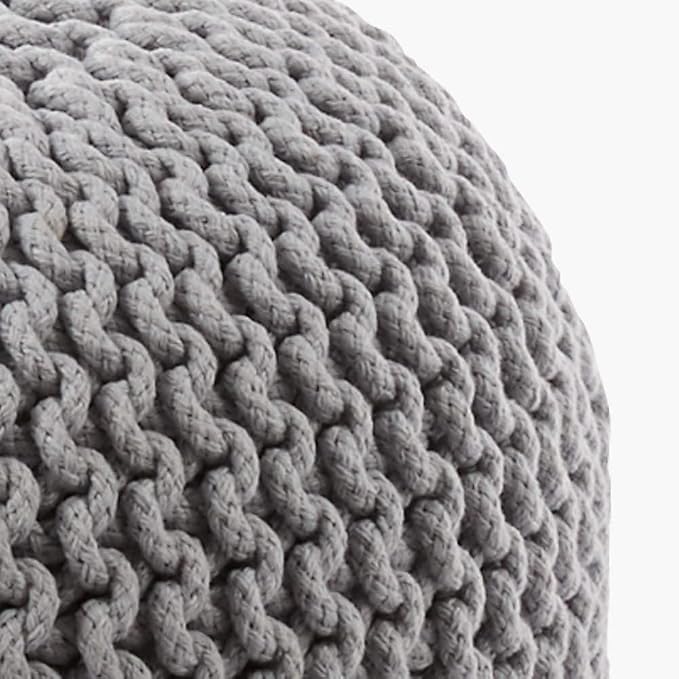 FRELISH DECOR Round Pouf Ottoman Hand Knitted 100% Cotton Pouf Foot Stool - Image 4