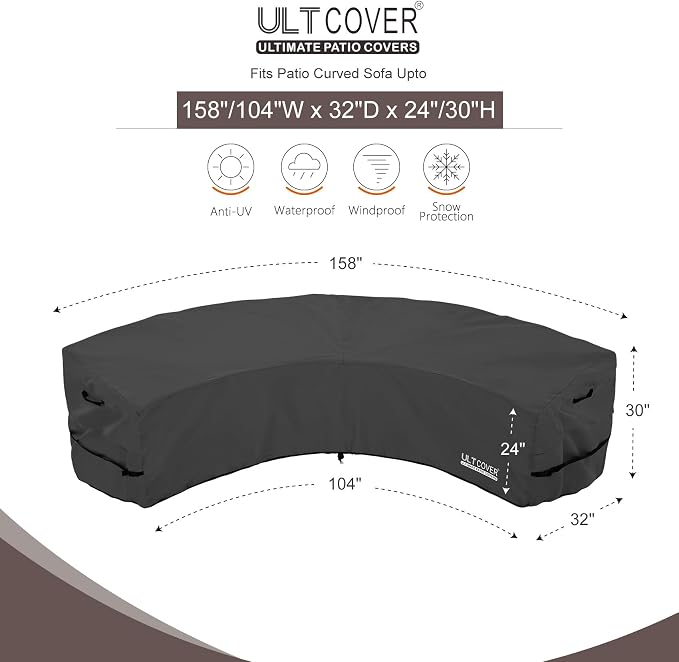 ULTCOVER Patio Curved Sofa Cover Waterproof - Image 2