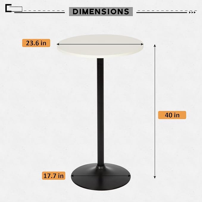 FDW Pub Table 40 Inch Height Cocktail Table Round Bistro Bar Table - Image 3