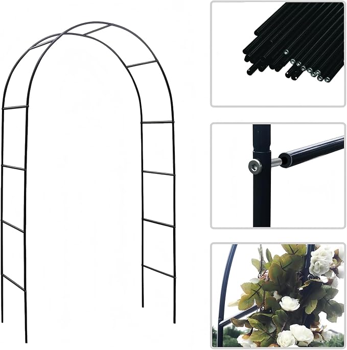 Garden Arch, Outdoor Flower Garden Arch Trellis, Sturdy Steel Arbor - Image 5