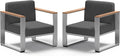 2 Pieces Outdoor Aluminum Armchair, Modern Patio Patio Furniture by ComfCove