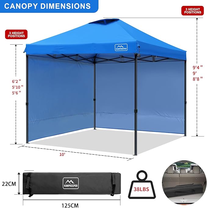 KAMPKEEPER 10x10 Pop-Up Canopy Tent, Waterproof, Portable Shade - Image 4