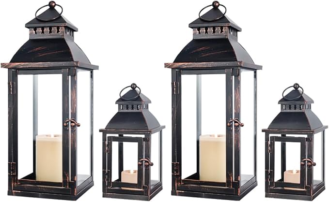 NEEDOMO Bronze Metal Lanterns Decorative Outdoor & Indoor, Candle Holder by NEEDOMO-LightUpYourSpace