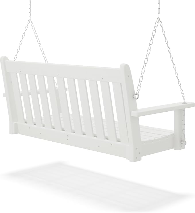 COSTAELM Paradise Outdoor Patio HDPE Hanging Front Porch Swing Bench - Image 4
