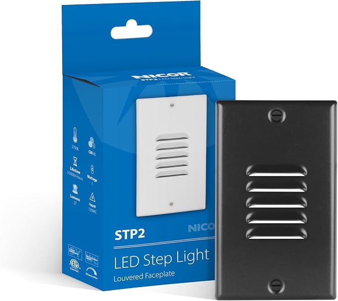 STP2 Vertical Louvered Black LED Step Light by NICORLighting