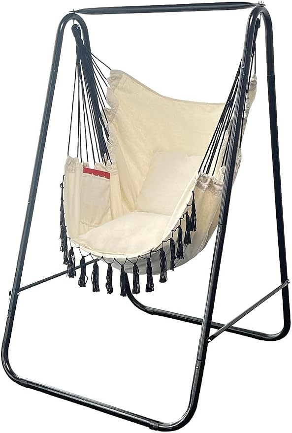 Hammock Chair with Stand, Heavy-Duty Hammock Stand with Large Indoor Swing by PIRNY