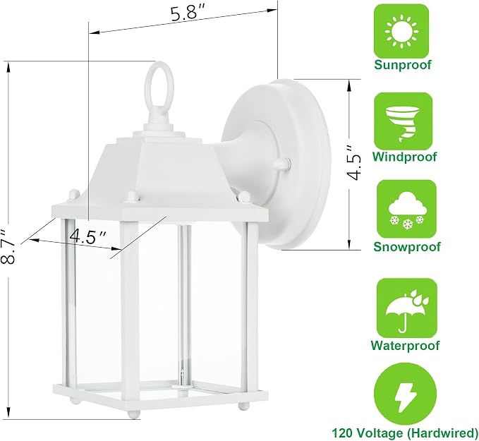 LIT-PaTH Outdoor LED Wall Lantern, Wall Sconce as Porch Light, 9.5W 800 Lumen - Image 3
