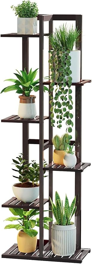 DolceLuna Plant Stand Indoor 6 Tier, Bamboo Plant Shelf Corner Display Rack by DolceLuna