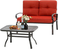 Oakcloud Outdoor 2 Pcs Patio Loveseat Bench Metal Frame Furniture Set by OckcloudPatioFurniture