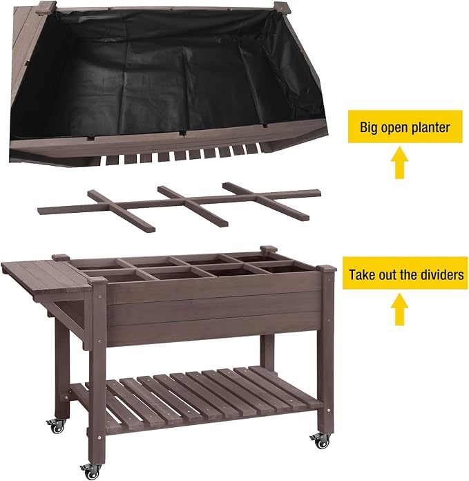 Aivituvin Raised Garden Bed on Wheels, Elevated Plant Boxes Outdoor Large - Image 2