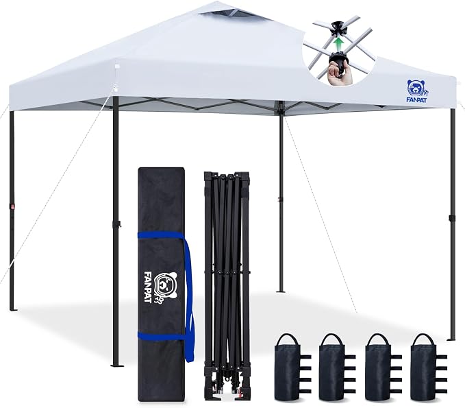 10x10 Pop Up Canopy Tent, 300D Silver-Coating Top, 1-Person Setup Commercial by FANPATUS