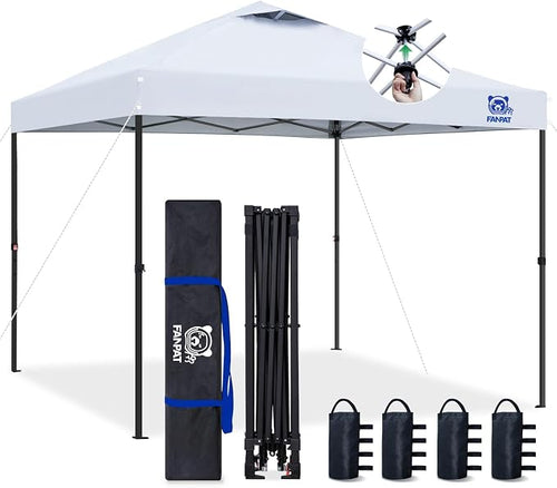 10x10 Pop Up Canopy Tent, 300D Silver-Coating Top, 1-Person Setup Commercial by FANPATUS