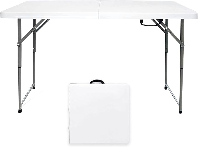 Folding Table 4/6/8 Foot, Foldable Table Adjustable Height Card Table, Indoor by Go-TrioOutdoorFurniture