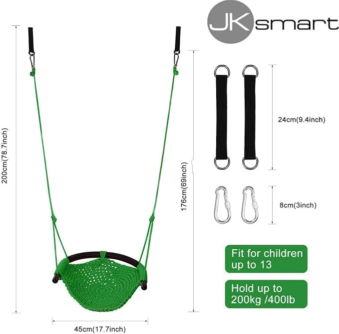 JKsmart Swing Seat for Kids Heavy Duty Rope Play Secure Children Swing Set - Image 2