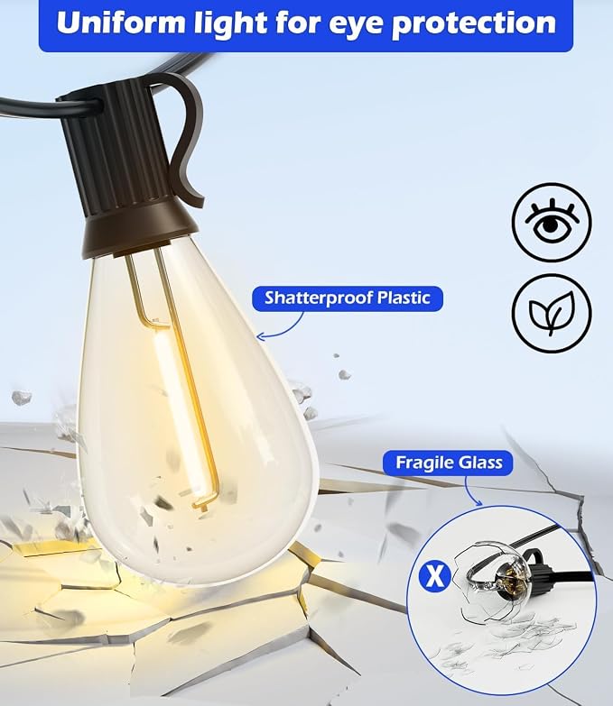 luckystyle 60FT LED Outdoor String Lights - Image 4