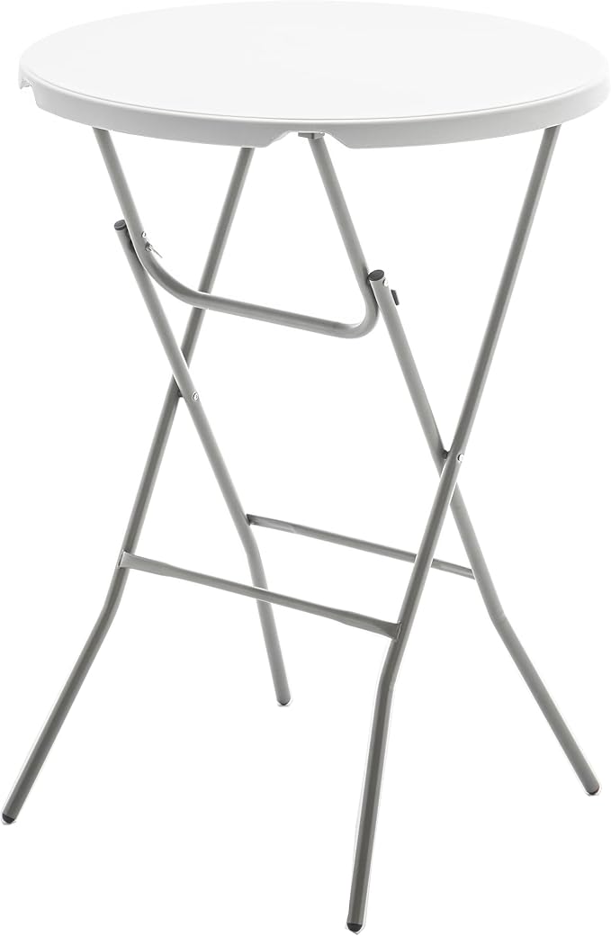 BTExpert 32" Round 43" Bar Height White Granite Plastic Folding Table Portable by BTExpert