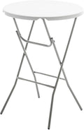 BTExpert 32" Round 43" Bar Height White Granite Plastic Folding Table Portable by BTExpert