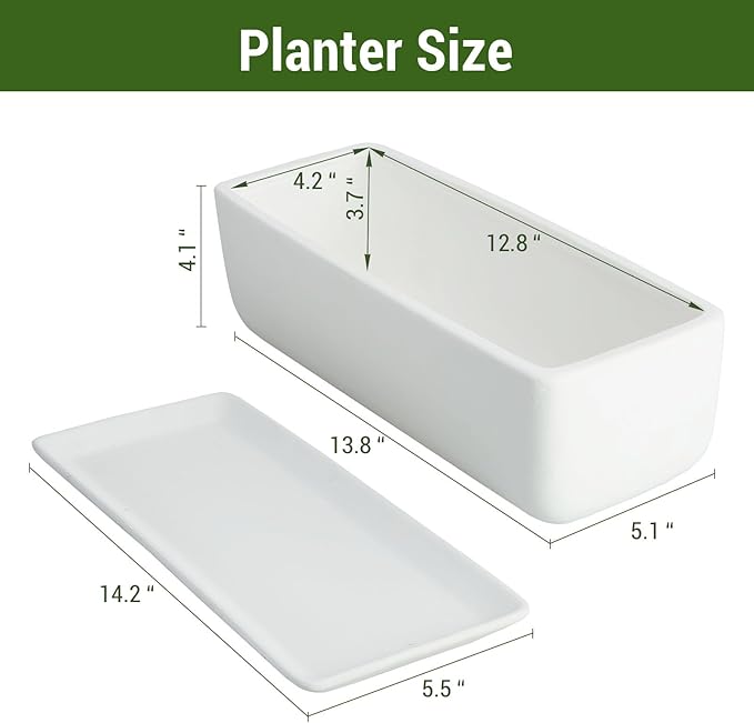 MyGift 14 Inch Ceramic Indoor Plant Pot - Image 6