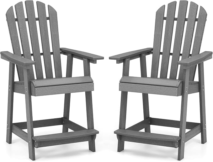 Tangkula Outdoor Bar Stool, HDPE Tall Adirondack Chair by TANGKULA