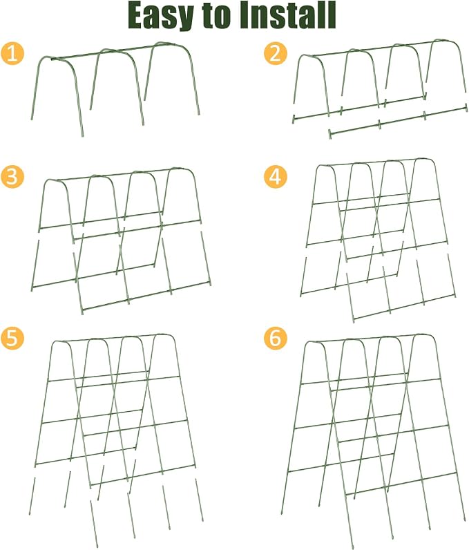 Miory Cucumber Trellis for Raised Beds, 48 x 63 Inch Metal U-Frame Garden - Image 6