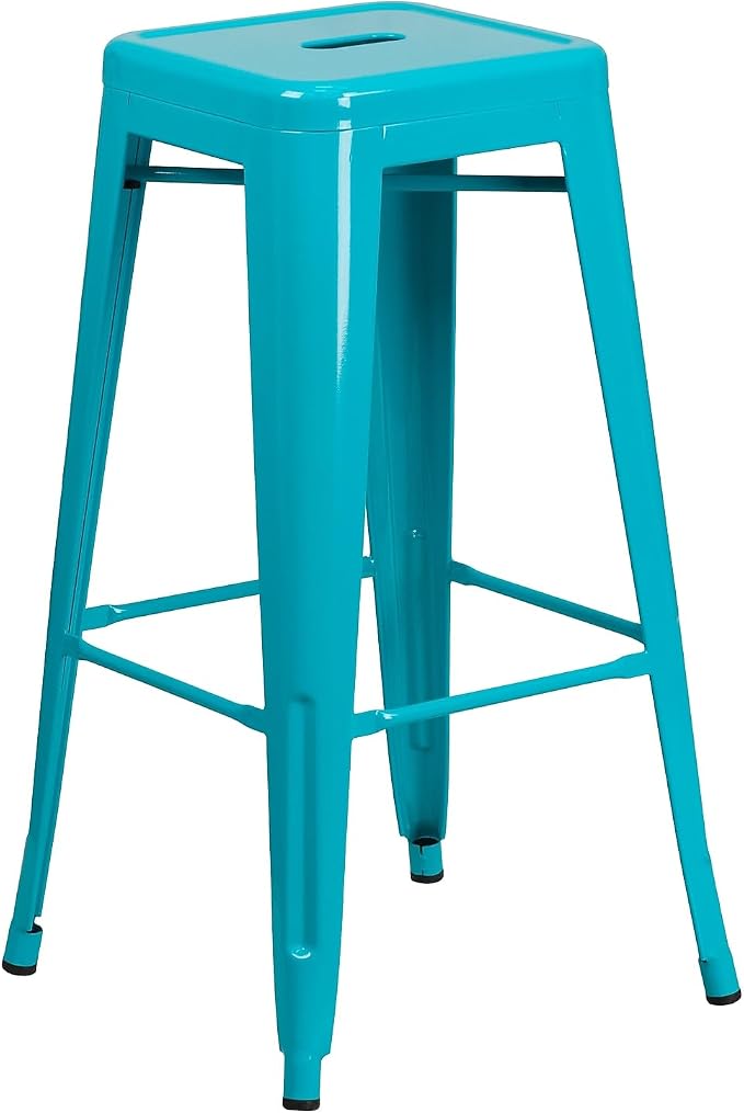 Flash Furniture Commercial Grade 30" High Backless Crystal Teal-Blue by FlashFurniture