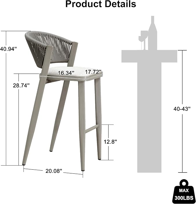 PURPLE LEAF Set of 2 Bar Stools Outdoor Barstools - Image 3