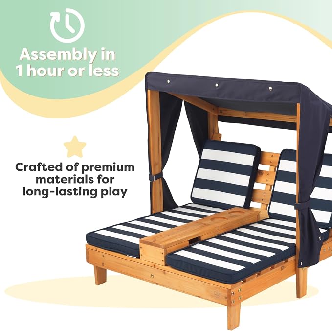 KidKraft Wooden Outdoor Double Chaise Lounge - Image 5