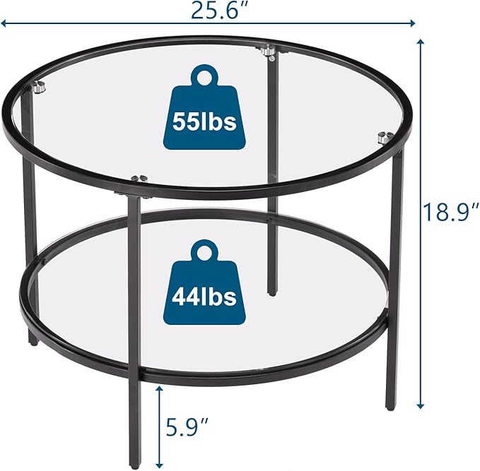VINGLI 25.6" Round Black Coffee Tables - Image 2