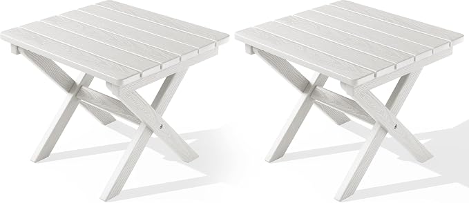 SERWALL Folding Outdoor Side Table Set of 2, Portable Adirondack Side Table by SERWALL