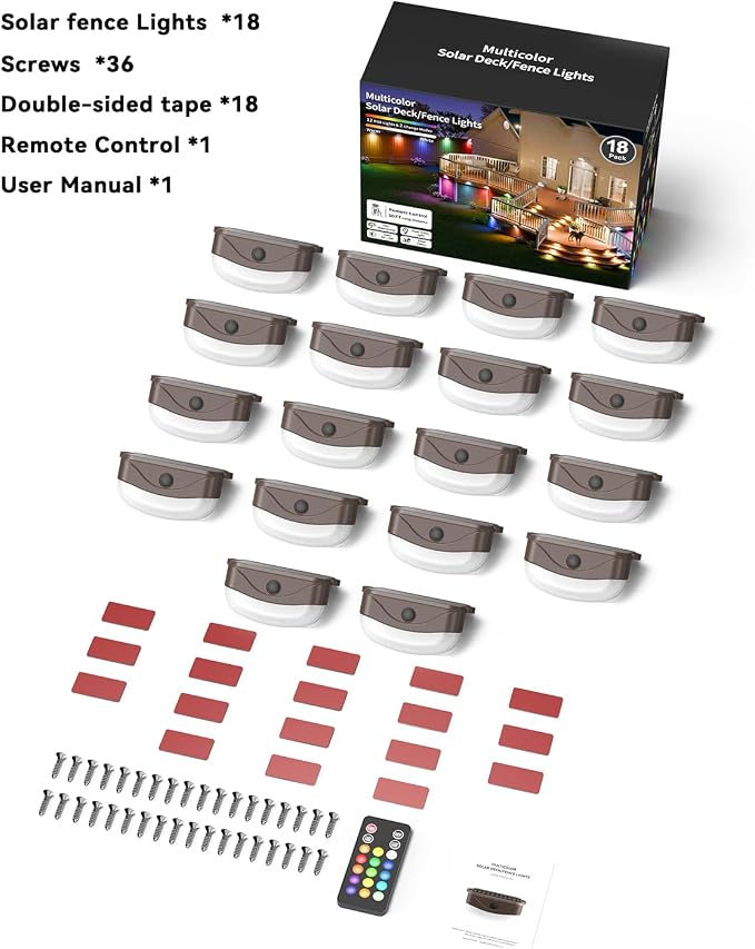 Solar Fence Lights with Remote Control 50ft, 15 Multi Colors Solar Powered - Image 9