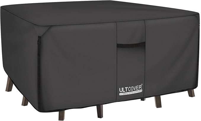 ULTCOVER 600D Tough Canvas Heavy Duty Square Patio Table and Chairs Cover by ULTCOVER