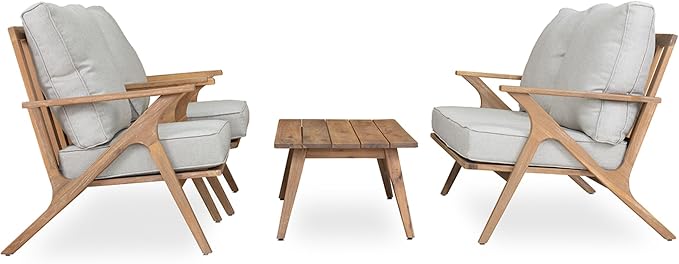 4 Pieces Acacia Wood Patio Furniture Set, Outdoor Seating Sofa Set - Image 5