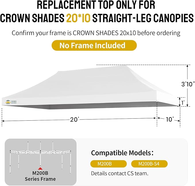 CROWN SHADES 10x20 Canopy Replacement Top - Image 2