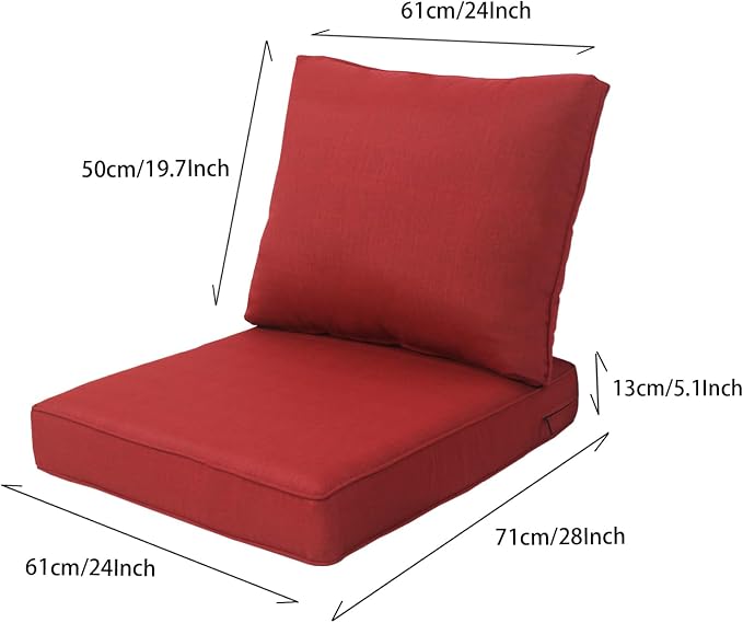 Goodgoods 24 x 28 Outdoor Patio Deep Seat Cushions 2-Pack, 1000+ Hours - Image 2