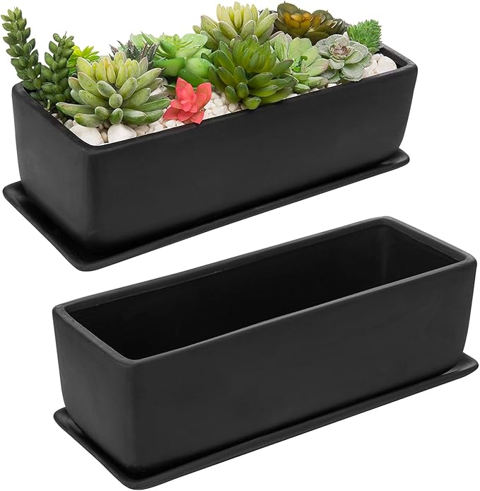 MyGift Matte Black Ceramic Indoor Plant Pot Succulent Planter, Decorative by MyGiftHome