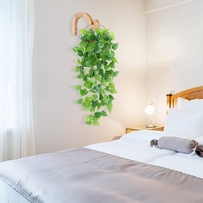 7-Inch Hanging Plant Brackets, Arc-Shaped Wooden Plant Hanger Indoor, Wall - Image 2