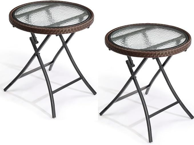 Outvita 2Pcs Folding Outdoor Side Tables by Outvita