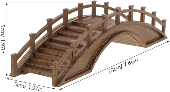 LOGOFUN Miniature Wood Arch Bridge Figurine Mini Wood Bridge Model Tiny Arch - Image 2