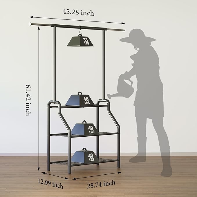 Plant Stand Indoor Outdoor, 3-Tier Heavy Duty Metal Hanging Plant Shelf - Image 2