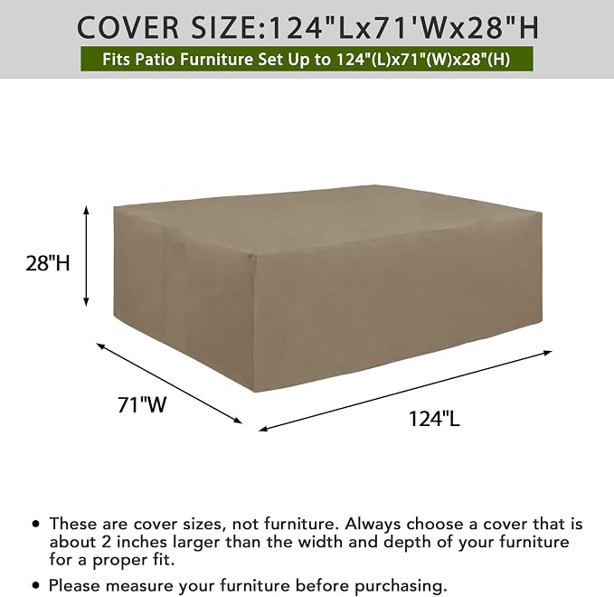 Easy-Going 600D Heavy Duty Patio Furniture Cover, Outdoor Rectangular Table and - Image 2